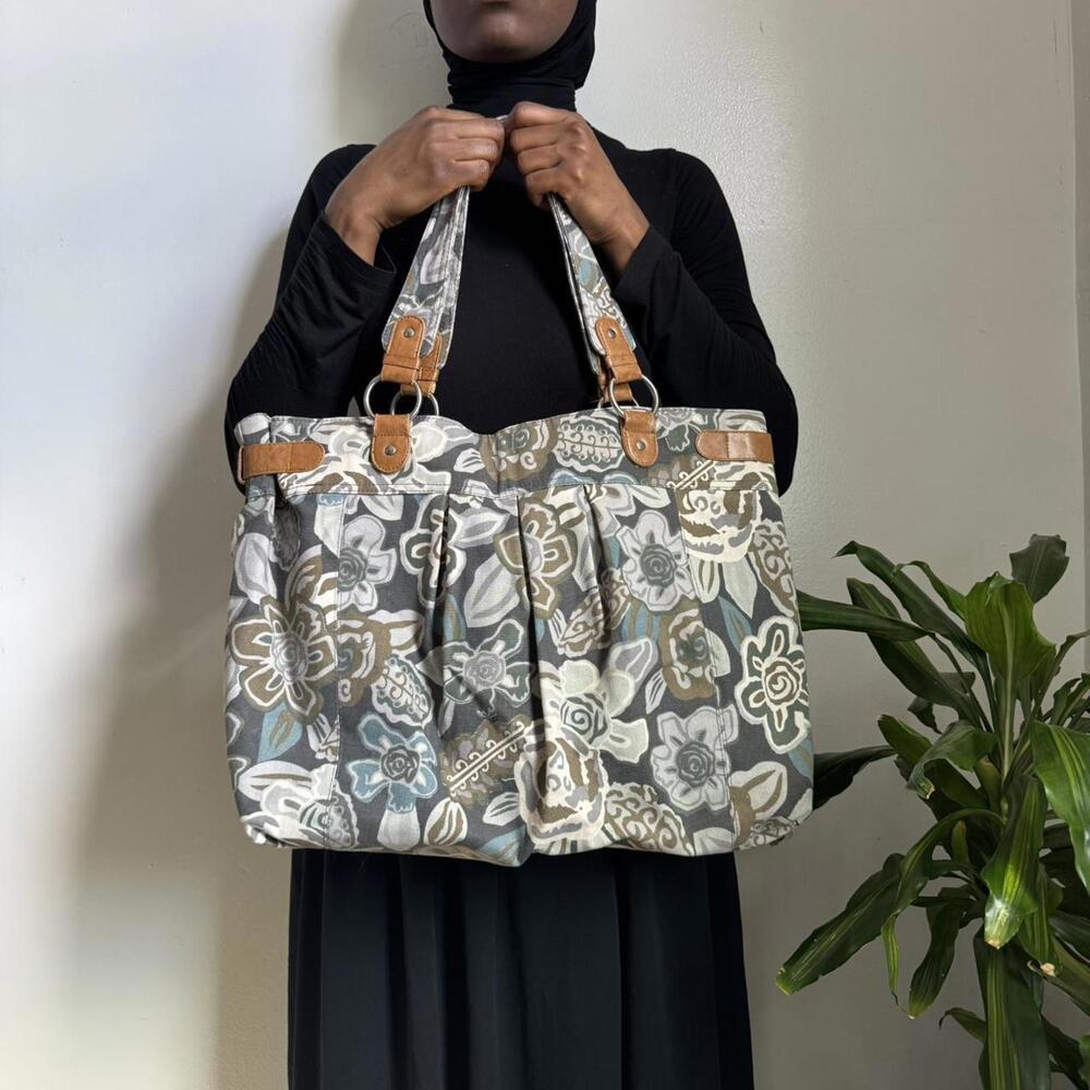 Vintage 2000s AMICI Floral Canvas Boho Tote Bag - Picture 3 of 6